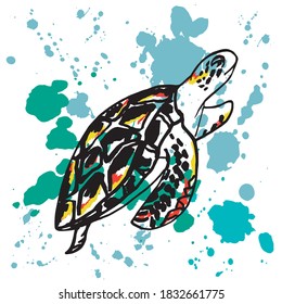 El océano salva la tortuga marina de fondo