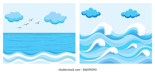 vektor-stok-opposite-adjectives-windy-calm-illustration-tanpa-royalti