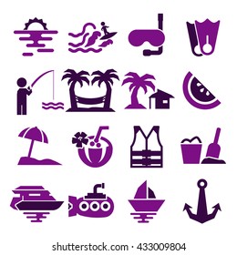 ocean, sea, beach icon set