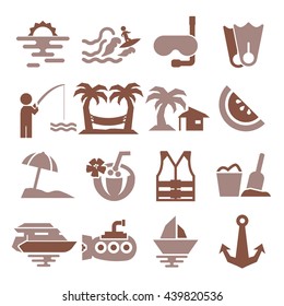 ocean, sea, beach icon set