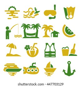 ocean, sea, beach icon set