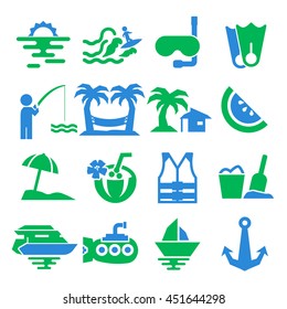 ocean, sea, beach icon set