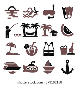 ocean, sea, beach icon set