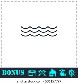 Ocean or sea icon flat. Simple vector symbol and bonus icon