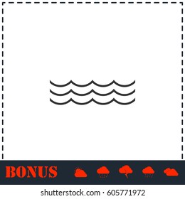 Ocean or sea icon flat. Simple vector symbol and bonus icon