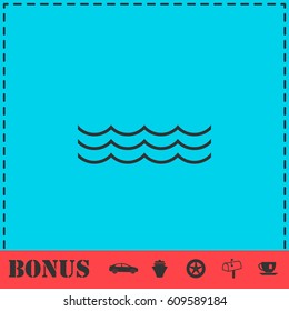 Ocean or sea icon flat. Simple vector symbol and bonus icon