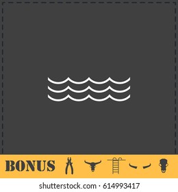 Ocean or sea icon flat. Simple vector symbol and bonus icon