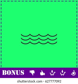 Ocean or sea icon flat. Simple vector symbol and bonus icon