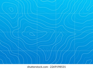 Ozean- oder Meereslinie-Kontur auf topographischer Karte oder Geländetopographie, Vektormuster-Hintergrund. Meeresgeographie und topographische Navigationskarte mit Relief zur Wassertiefe für Meereskarikaturen