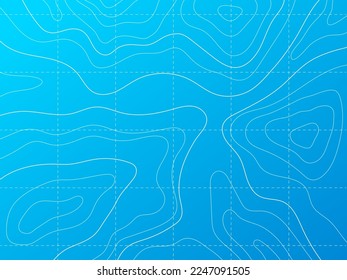 Ocean and sea line contour topographic map. Abstract blue vector background with geographic topology structure and water depth elevation. Topo relief territory cartography with curvy wavy lines