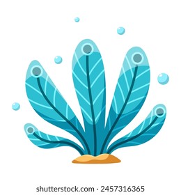 Ocean and sea plant, underwater flora, seaweed, marine life. Aquatic plant, algae, tropical seabed vector element.