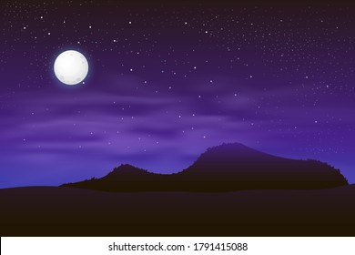 The ocean or sea. Sky with clouds and reflection of light in the water surface, romantic fantasy on the background of a natural scene. Cartoon vector illustration