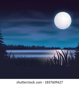 Océano o mar. cielo con nubes y reflejo de la luz en la superficie del agua. Ilustración de dibujos animados.