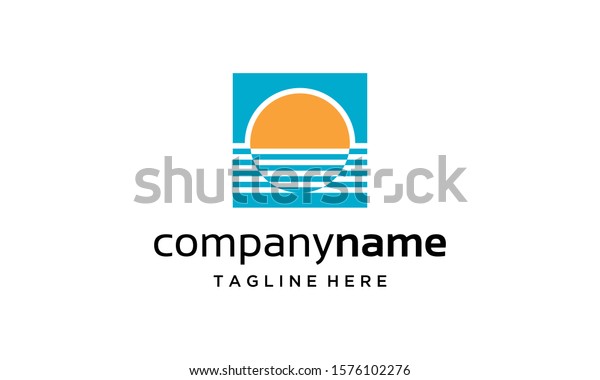 Ocean Sea Water Sun Square Logo Stock Vector (Royalty Free) 1576102276