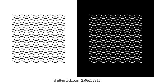 Ocean sea water waves striped lines. River and sea symbol icon.