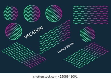 Ocean sea water waves striped lines style isolated in the background.