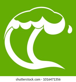 Ocean or sea wave icon white isolated on green background. Vector illustration