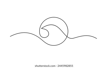ocean Sea wave one line drawing art continuous line template