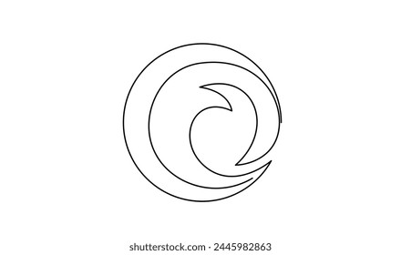ocean Sea wave one line drawing art continuous line template