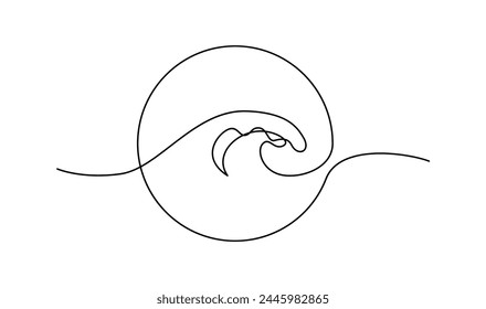 Ocean Sea Wave One Line-Zeichnungskunst Durchgehende Linie Vorlage