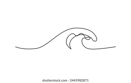 ocean Sea wave one line drawing art continuous line template