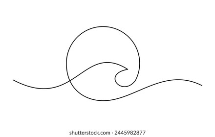 océano onda de mar una línea dibujo arte línea continua Plantilla