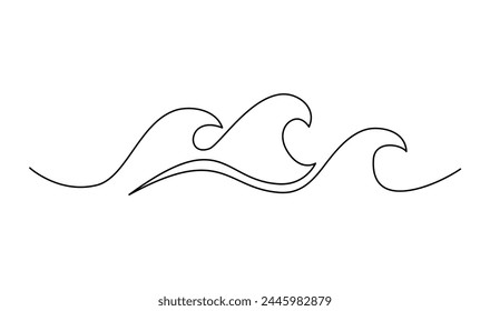 océano onda de mar una línea dibujo arte línea continua Plantilla