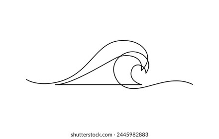 ocean Sea wave one line drawing art continuous line template