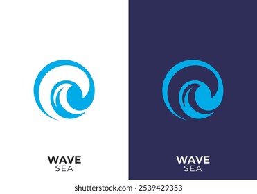 ocean sea waves circle logo vector design template