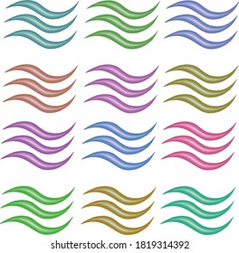 Ocean, sea waves illustration flat simple lines
