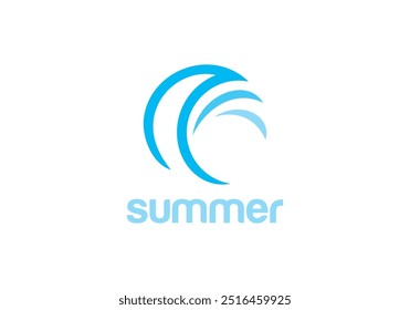 ocean sea waves logo design template	
