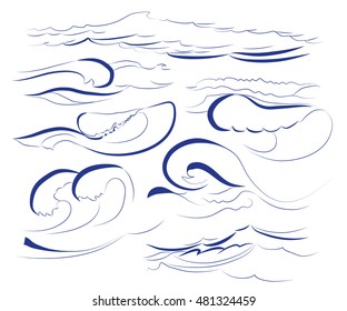Ocean and sea waves set