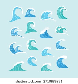Ondas do mar do oceano em várias formas ilustração coleção