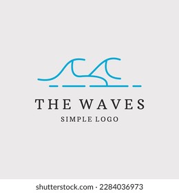 Ocean, Sea Waves Vector Illustration Flat Simple Lines .