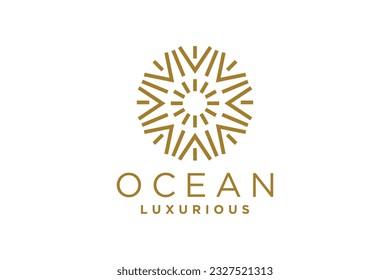 Ocean, sea waves vector illustration flat simple lines, icons, symbols