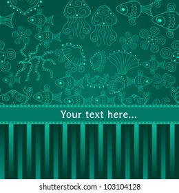 Ocean seamless background with place for your text. Vector illustration.