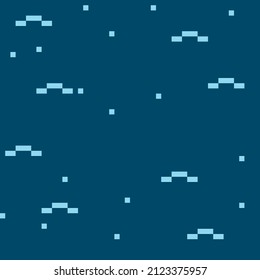Ocean seamless pattern pixel art. Vector illustration.