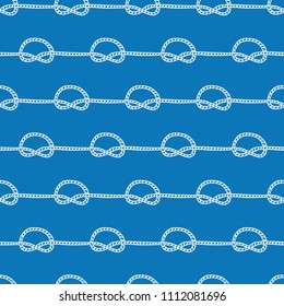 Ocean seamless pattern with sea knots on blue background. Perfect for summer greeting cards.