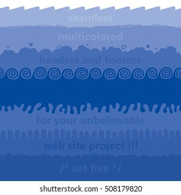 ocean seamless stripes for web site design blue vector blocks set