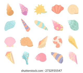 Concha de océano en estilo escandinavo con Formas de caracol marino diseñadas perfectas para el uso de diseño visual temático de la naturaleza de la playa costera