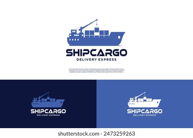 Ocean ship cargo logo design innovation