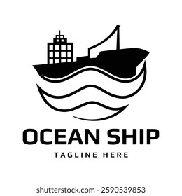 Ocean ship logo design vector