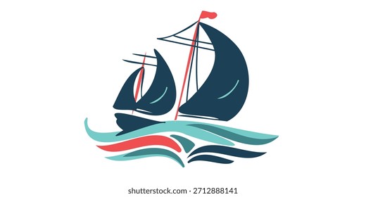 navio oceânico em movimento com gráfico de ondas