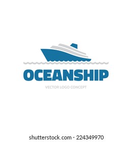 Ocean Ship - Sign Concept. Sea Boat Illustration. Vector Logo Template. 