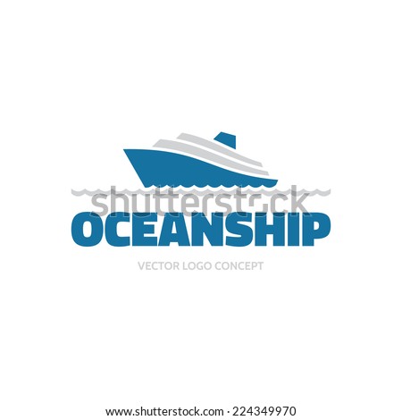 Ocean Ship - sign concept. Sea boat illustration. Vector logo template. 