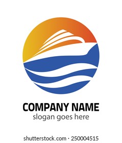 Ocean Ship - vector logo concept. Sea ship Vector logo template 