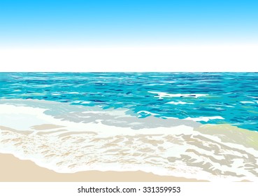 Ocean shore, beach, vector illustration