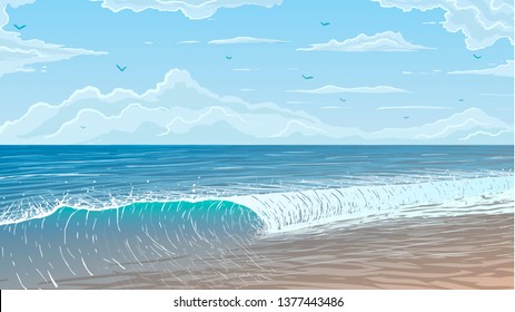 ocean shore in vector