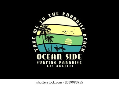 Ocean side, design silhouette retro style
