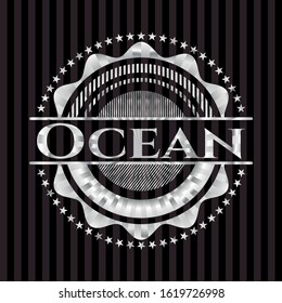 Ocean silvery badge or emblem. Vector Illustration. Mosaic.